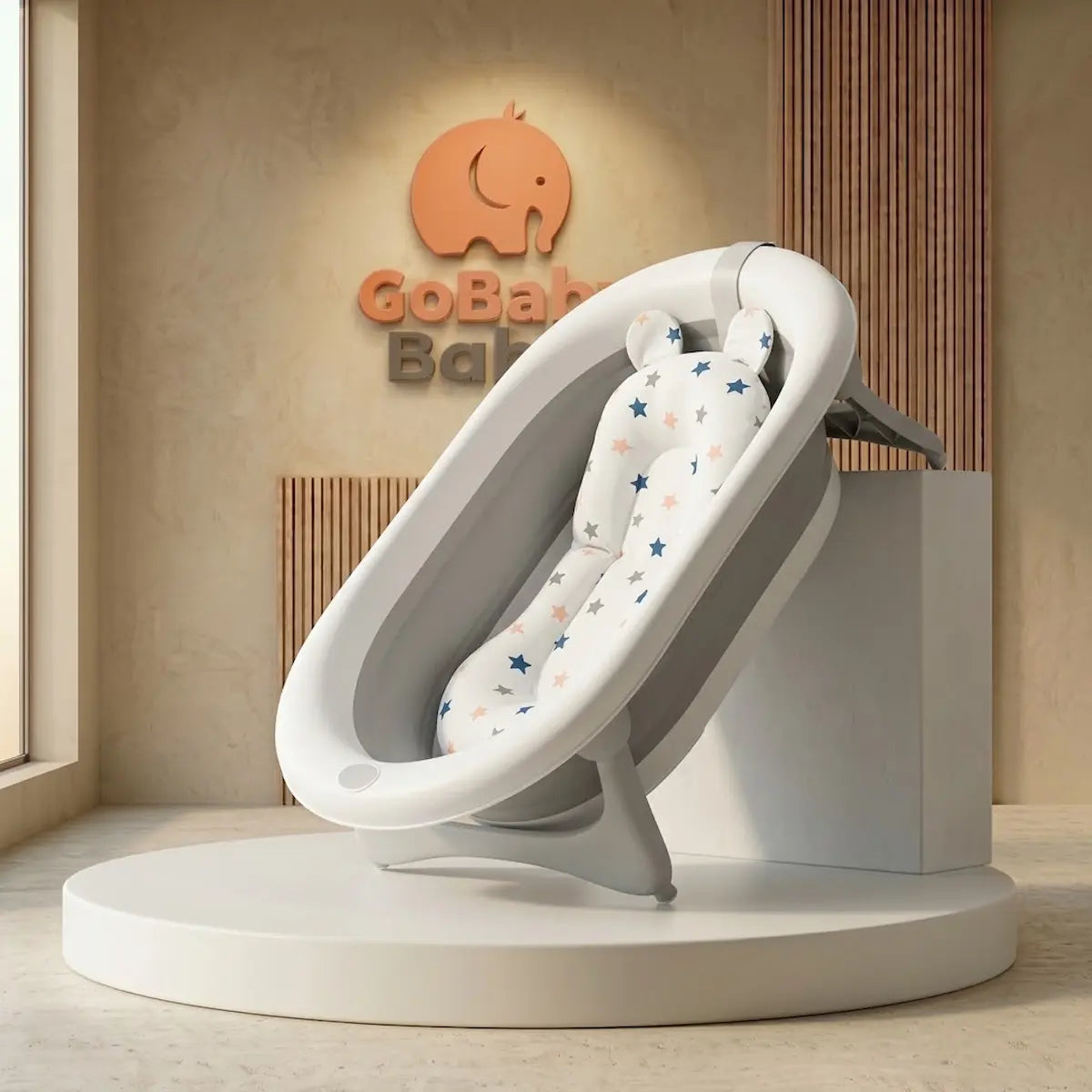 Bañera Plegable Premium Star - Ergonómica, con Termómetro y Cojín | GoBaby Boom