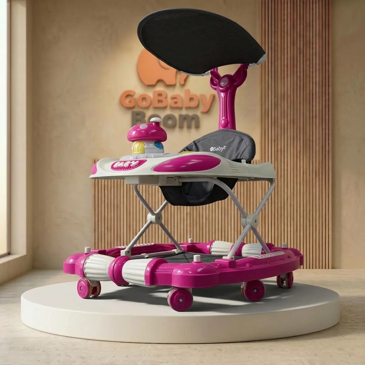 Caminador 3 en 1 con Mecedora, Saltarín, Música y Capota – Diseño Neutro