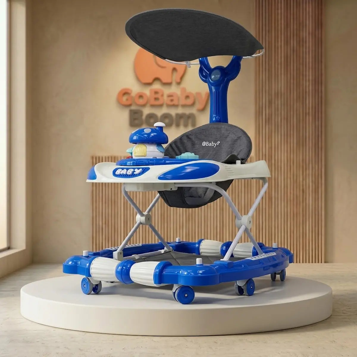 Caminador 3 en 1 con Mecedora, Saltarín, Música y Capota – Diseño Neutro