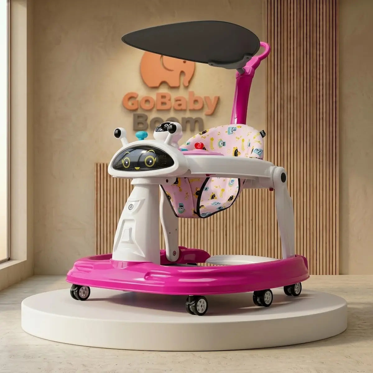 Caminador 2 en 1 con Diseño Robot, Luces y Capota – Se Convierte en Andadera