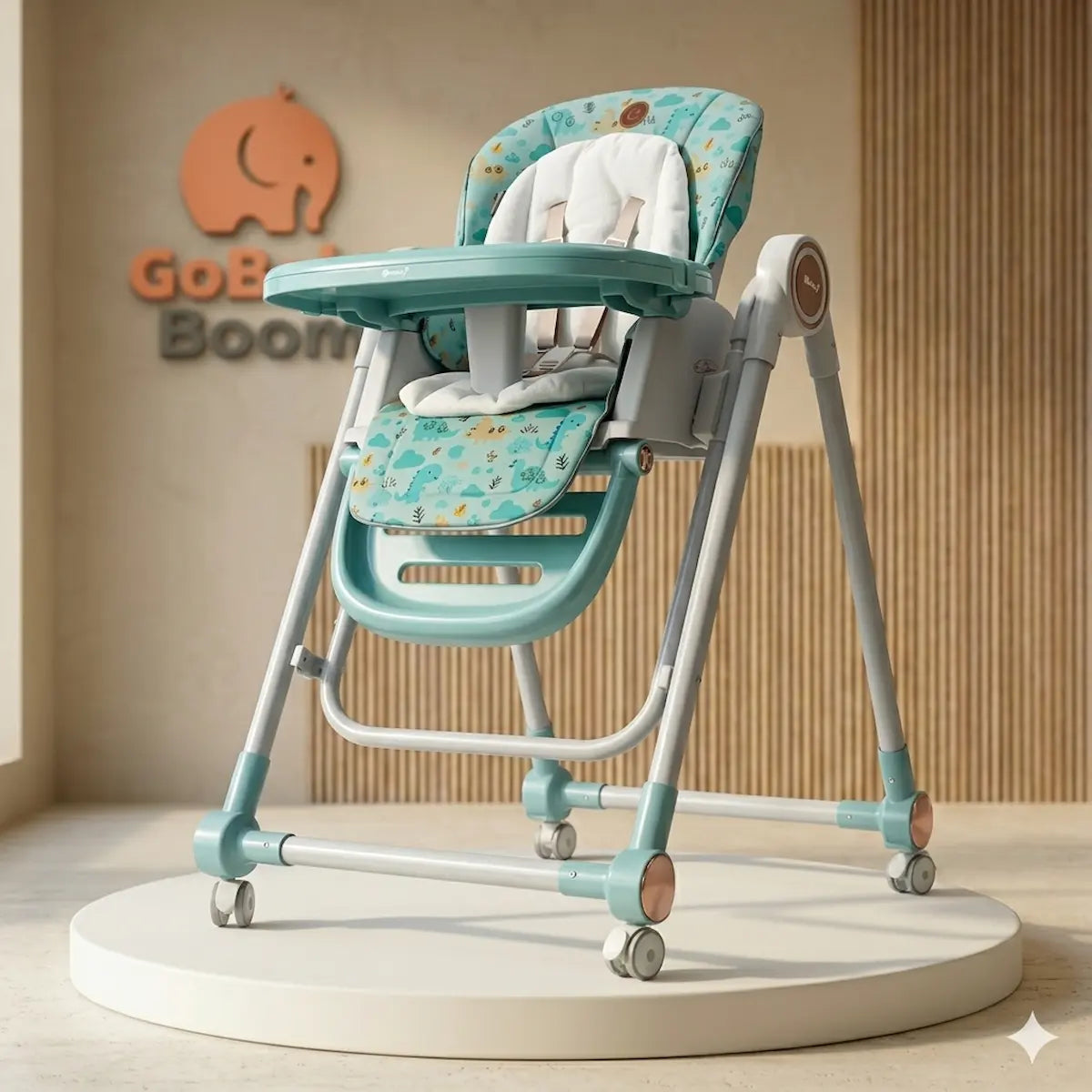 Silla Comedor Premium Aqua Dino Pro-Adjust - Evolutiva, Reclinable y con Doble Acolchado | GoBaby Boom