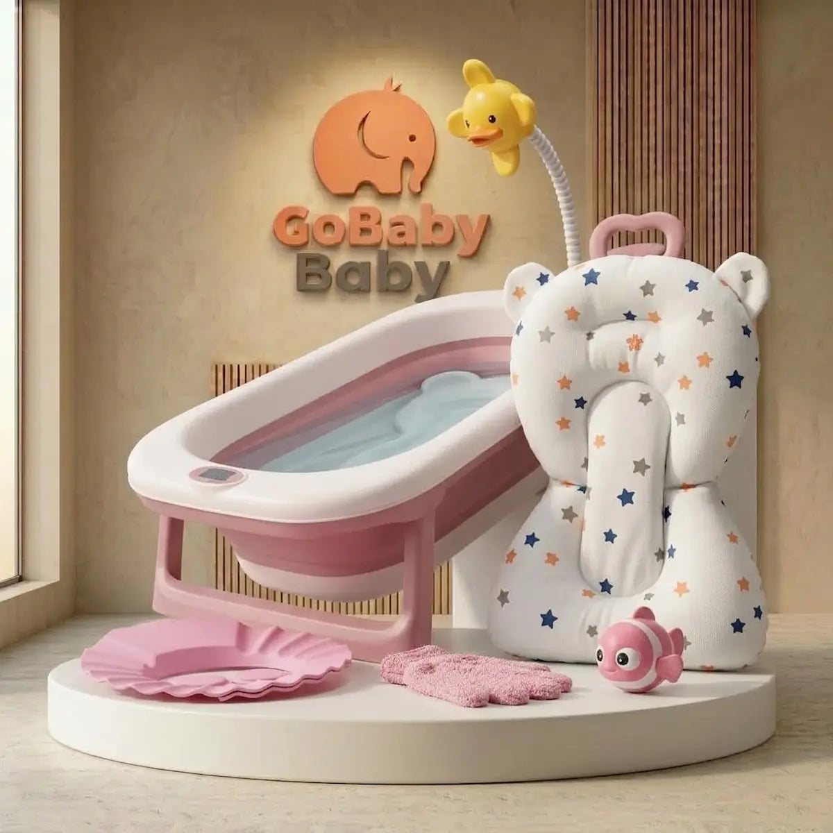 Mega Set de Baño Bañera Plegable  Star - Termómetro, Ducha y 5 Accesorios | GoBaby Boom