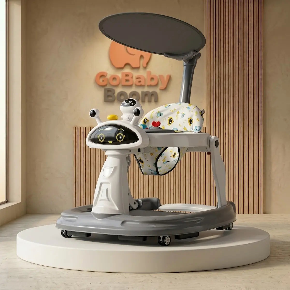 Caminador 2 en 1 con Diseño Robot, Luces y Capota – Se Convierte en Andadera