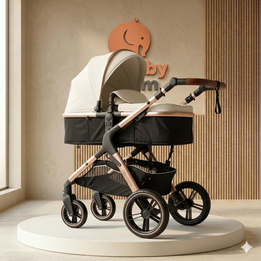 Coche Moisés Aurora 2 en 1: Edición Premium Rose Gold con Contraste Crema & Negro y Sistema de Suspensión Pro