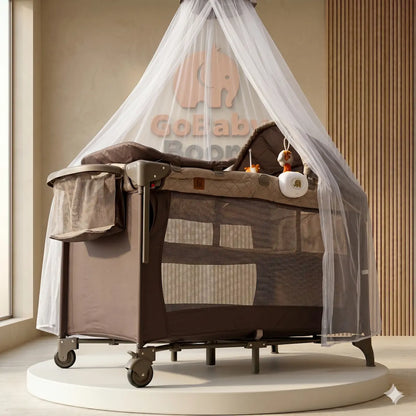 Corral Colecho Silver 5 en 1: Cuna de Lujo con Sistema Mecedora, Mosquitero Imperial y Túnel de Gateo Integrado
