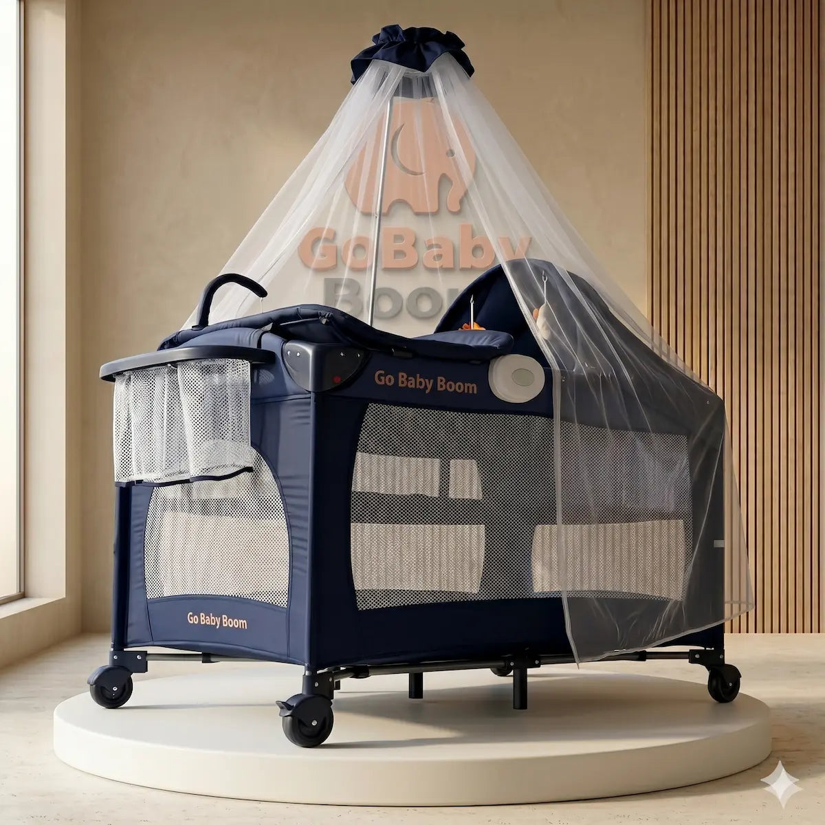 Corral Colecho Silver 5 en 1: Cuna de Lujo con Sistema Mecedora, Mosquitero Imperial y Túnel de Gateo Integrado