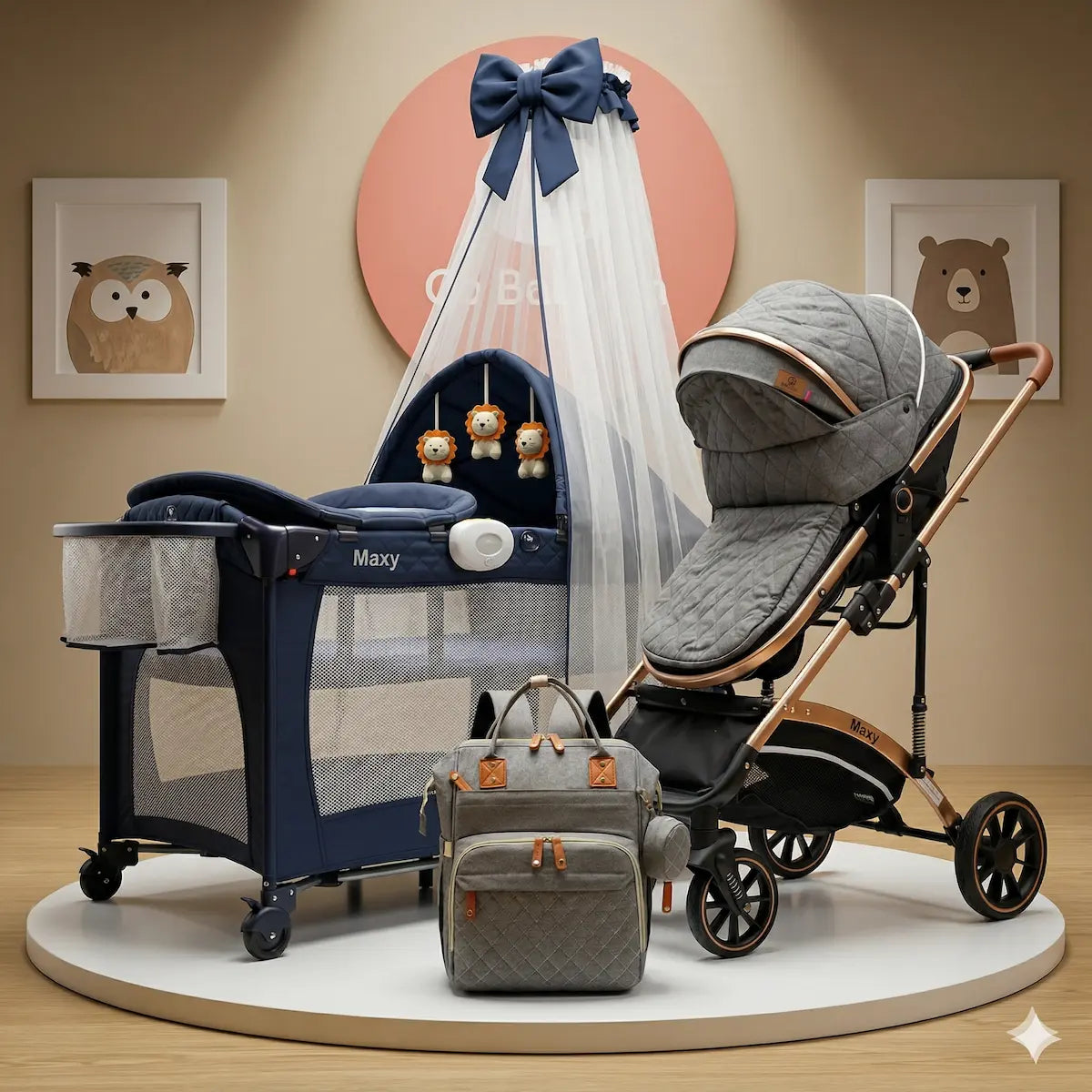 Combo Coche Moisés 4 en 1 Fox Premium + Pañalera - Maxibaby