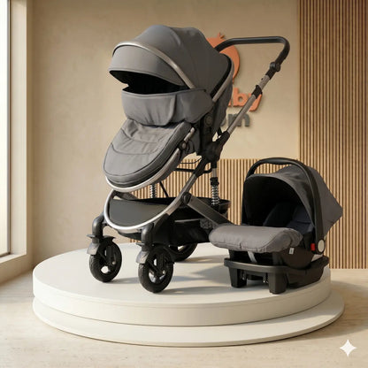 Combo Travel System Victoria 3 en 1: Coche Moisés Premium con Base de Seguridad para Auto y Textura Quilt Deluxe