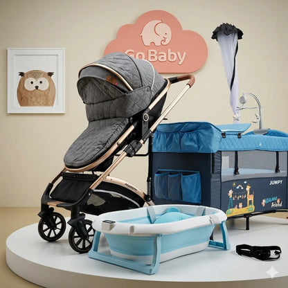 Combo Luna Maxibaby 3-en-1: Coche Moisés, Corral Colecho y Tina Plegable Premium