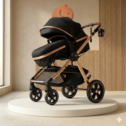 Coche Moisés Milano 2 en 1: Diseño Aerodinámico Rose Gold, Confort Premium y Ruedas de Alta Estabilidad