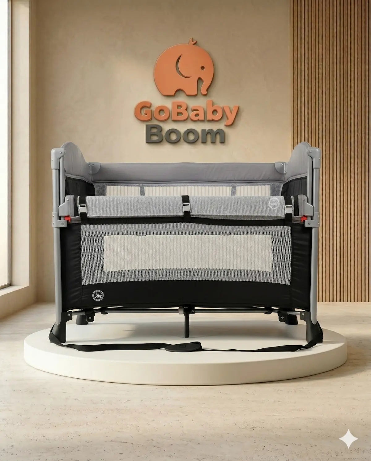 Corral Colecho Infinity 5 en 1: Estructura de Aluminio con Módulo de Vibración, Música, Luces y Túnel de Gateo Pro