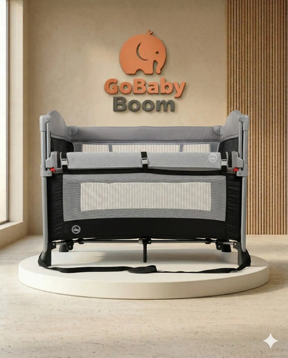 Corral Colecho Infinity 5 en 1: Estructura de Aluminio con Módulo de Vibración, Música, Luces y Túnel de Gateo Pro