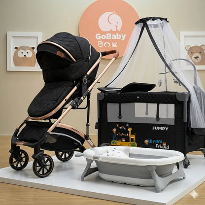 Combo Luna Maxibaby 3-en-1: Coche Moisés, Corral Colecho y Tina Plegable Premium
