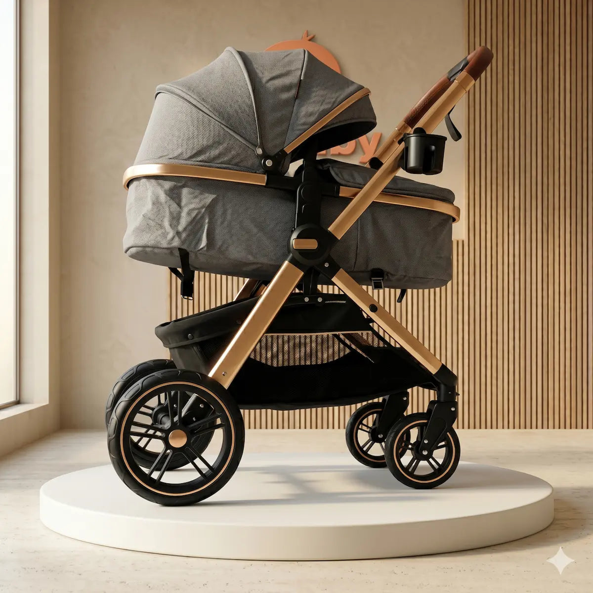Coche Moisés Milano 2 en 1: Diseño Aerodinámico Rose Gold, Confort Premium y Ruedas de Alta Estabilidad
