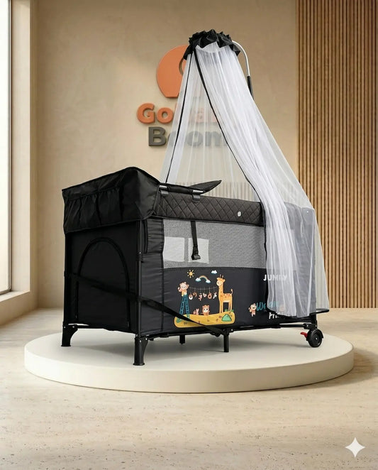 Corral Colecho KTM 02 "Royal Sleep" 110x70: Sistema Mecedora, Mosquitero Tipo Flow y Capacidad Reforzada de 40kg