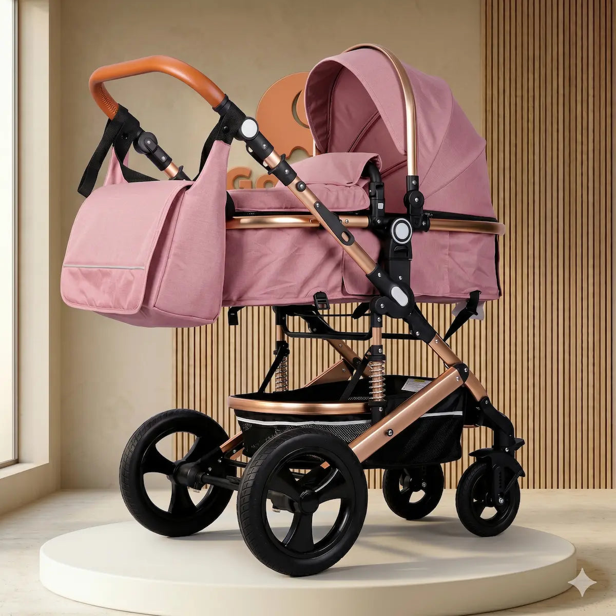 Combo Travel System Bunny 3 en 1: Coche Moisés, Silla de Carro y Paseador con Doble Amortiguación y Giro 180°