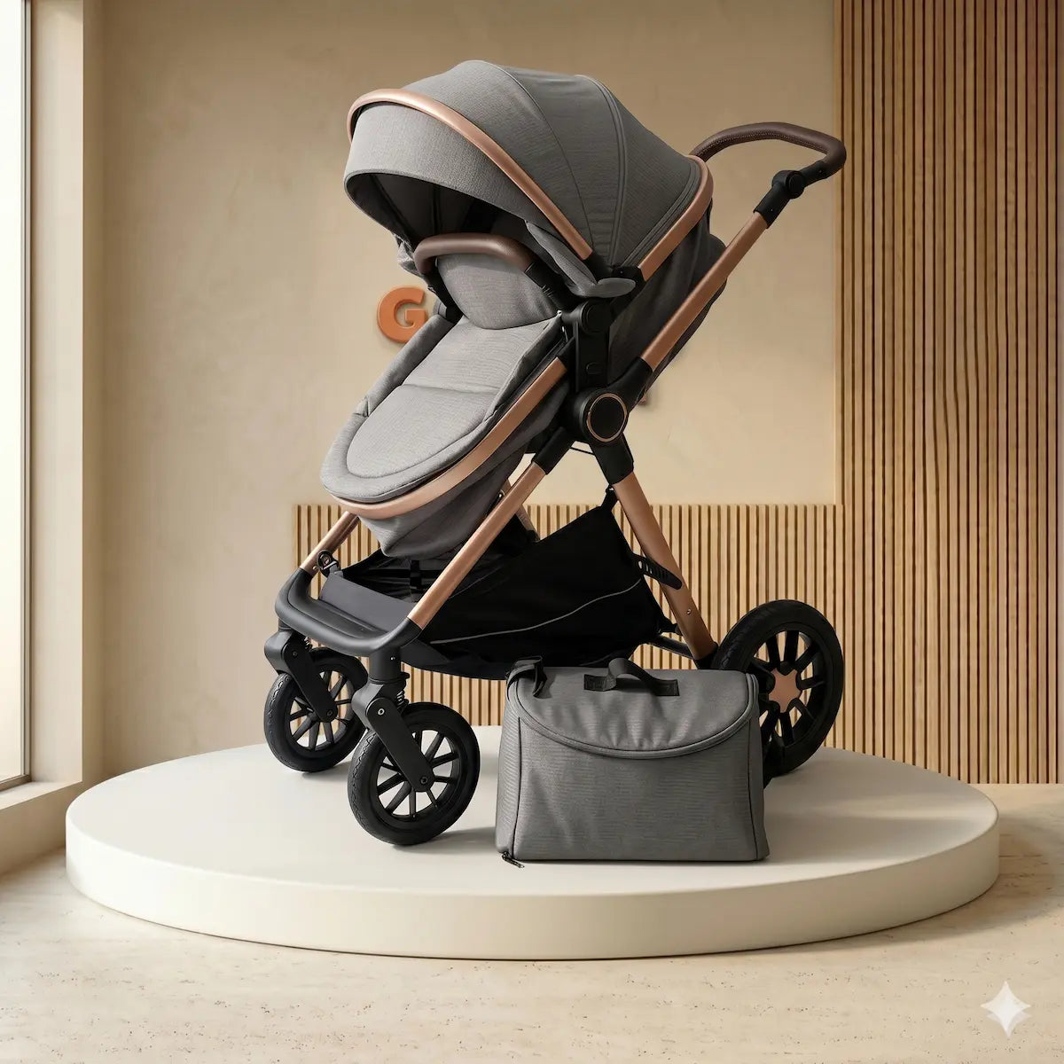 Coche Moisés Spader 2 en 1 Combo: Edición Gris Titanio, Tela Malva Premium y Pañalera de Lujo Incluida