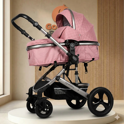 Coche Moisés Sam 2 en 1: Chasis en Gris Titanio Cepillado con Tela Quilt Premium y Amortiguación de Alto Impacto