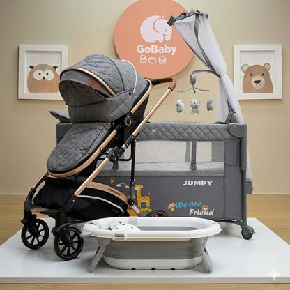 Combo Luna Maxibaby 3-en-1: Coche Moisés, Corral Colecho y Tina Plegable Premium