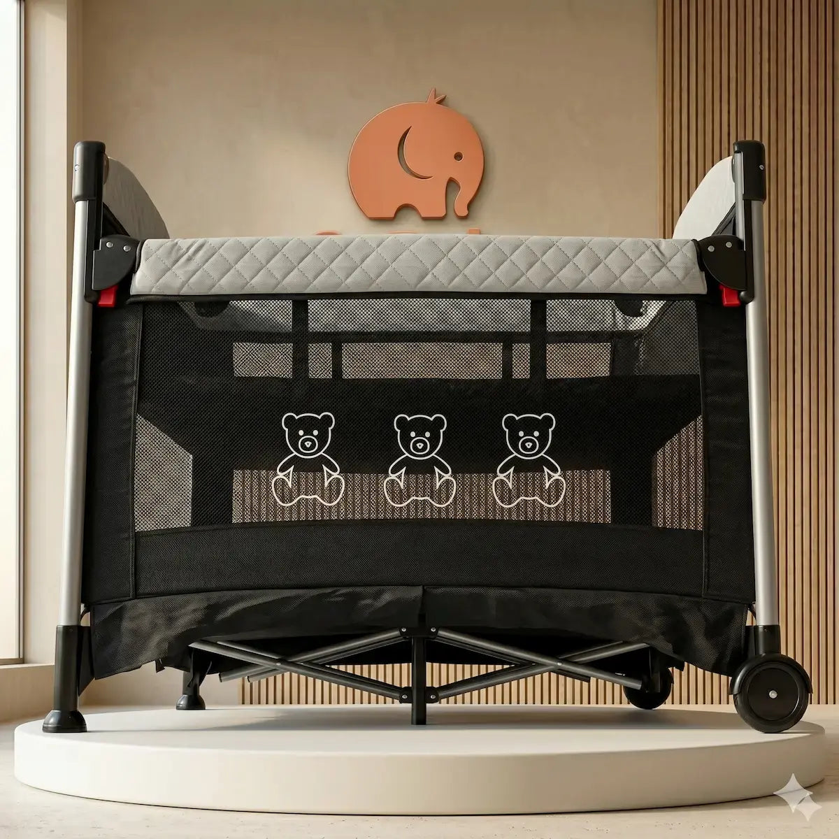 Corral Colecho Luna Tech 7 en 1: El más Completo con Bluetooth, Moisés Mecedora, Luces, Música y Túnel de Gateo Pro