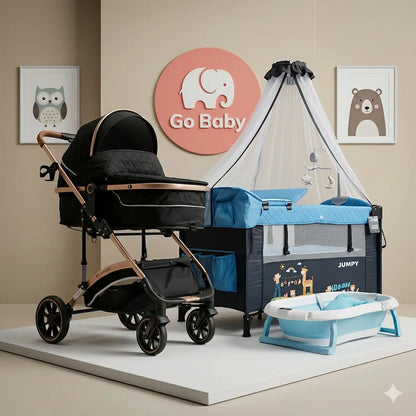 Combo Luna Maxibaby 3-en-1: Coche Moisés, Corral Colecho y Tina Plegable Premium
