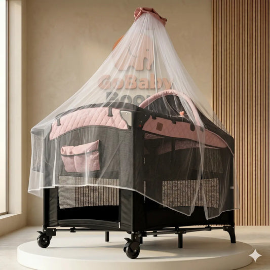 Corral Colecho Silver 5 en 1: Cuna de Lujo con Sistema Mecedora, Mosquitero Imperial y Túnel de Gateo Integrado