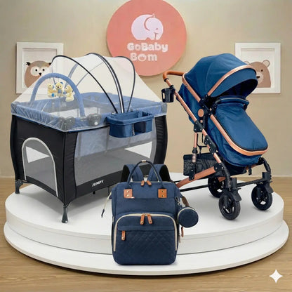 Combo Jumpy Maxibaby 5-en-1: Coche Moisés Ultra-Ligero, Corral Colecho y Set de Viaje Completo