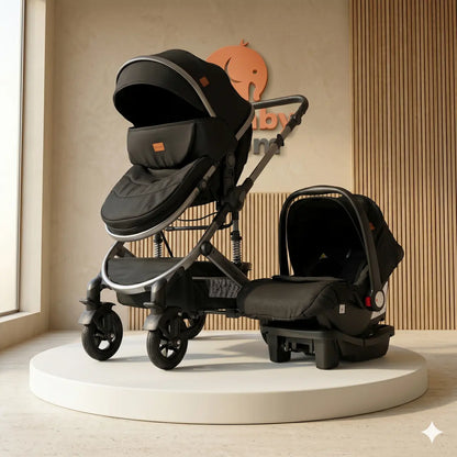 Combo Travel System Victoria 3 en 1: Coche Moisés Premium con Base de Seguridad para Auto y Textura Quilt Deluxe
