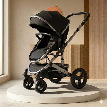 Coche Moisés Sam 2 en 1: Chasis en Gris Titanio Cepillado con Tela Quilt Premium y Amortiguación de Alto Impacto