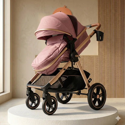 Coche Moisés Milano 2 en 1: Diseño Aerodinámico Rose Gold, Confort Premium y Ruedas de Alta Estabilidad