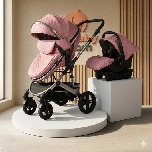 Combo Travel System Victoria 3 en 1: Coche Moisés Premium con Base de Seguridad para Auto y Textura Quilt Deluxe