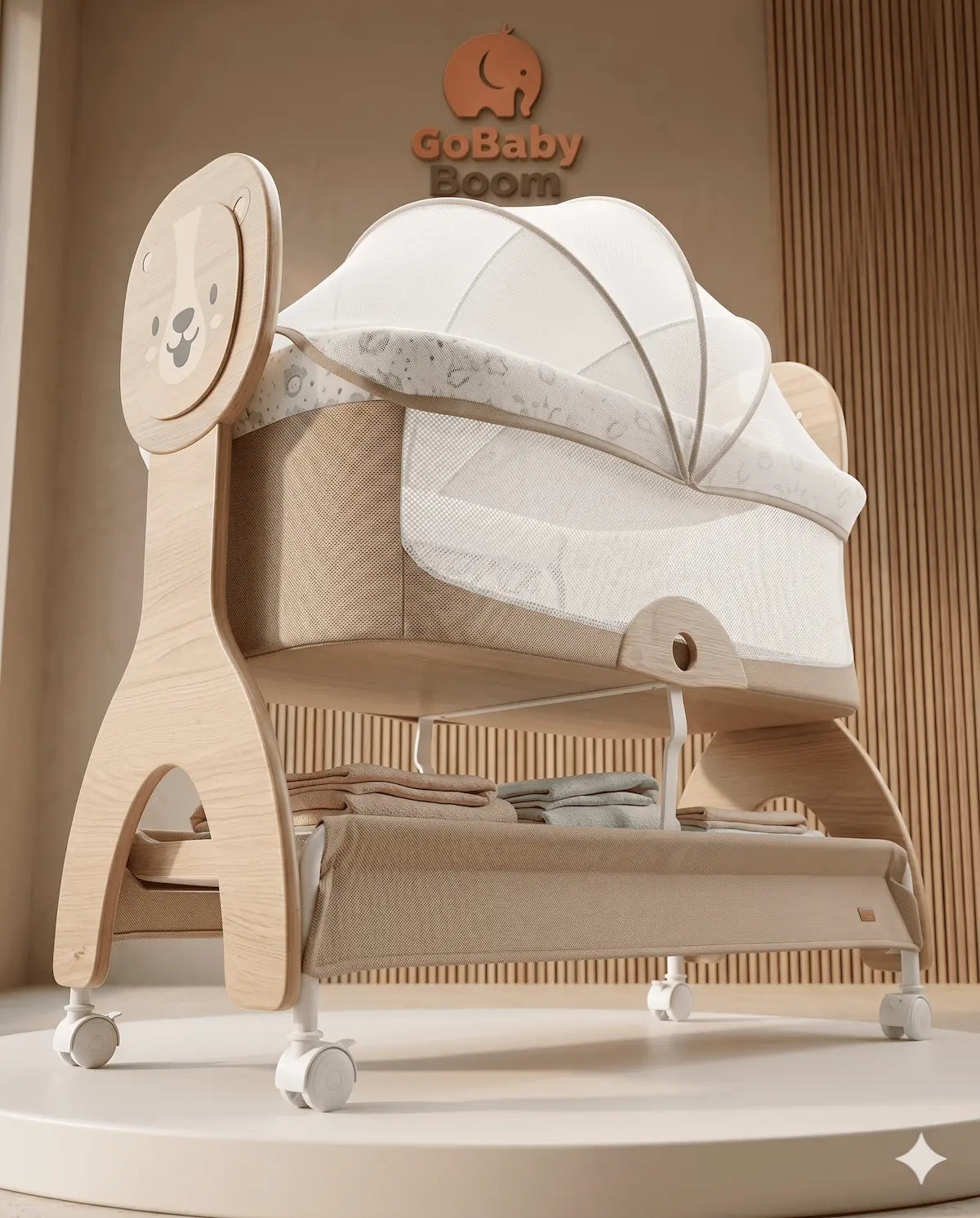 Cuna Colecho Inteligente Bunny Smart Elite: Mecedora Automática con Bluetooth, Control Remoto y Temporizador de Sueño