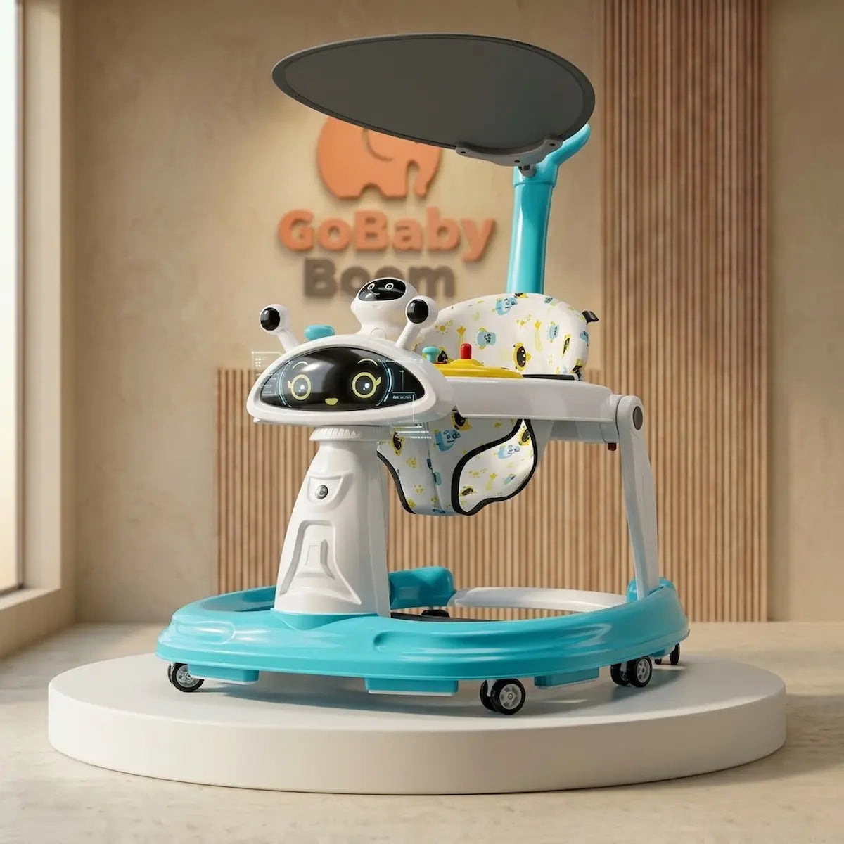 Caminador 2 en 1 con Diseño Robot, Luces y Capota – Se Convierte en Andadera