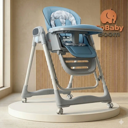 Silla Comedor Eléctrica 3-en-1 Deluxe - Mecedora Automática, Música y Control Remoto | GoBaby Boom