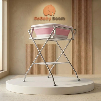 Bañera Plegable Ergonómica con Base Metálica y Termómetro | GoBaby Boom