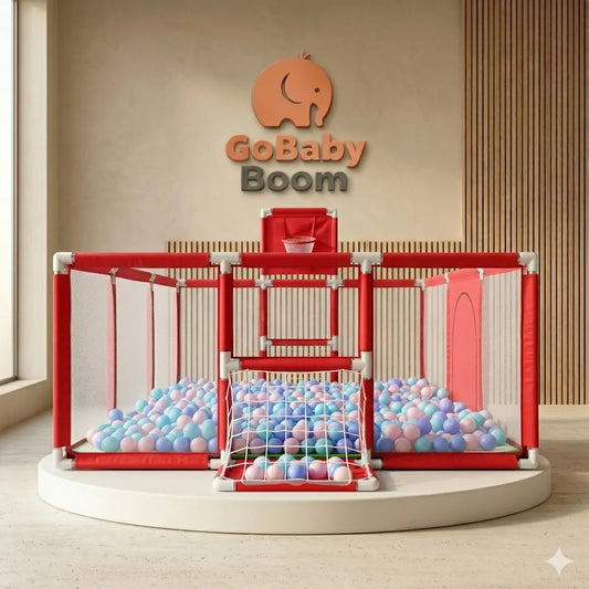 Corral 150x180cm con Canasta de Baloncesto y 50 Pelotas – 3 Colores