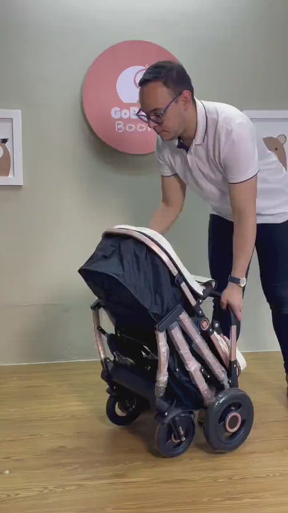 Coche Moisés Benedetto 2 en 1: Edición Rose Gold con Giro 180°, Doble Suspensión y Plegado Ultra Compacto