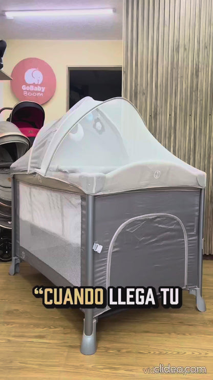 Corral Colecho Infinity 5 en 1: Estructura de Aluminio con Módulo de Vibración, Música, Luces y Túnel de Gateo Pro